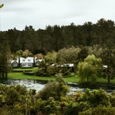 View of Huka Lodge from the other side of the river